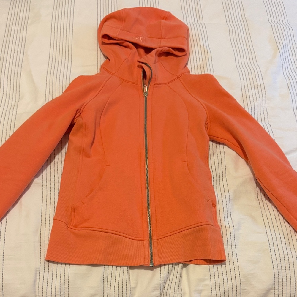 lululemon Scuba Hoodie in an orange/coral colour.